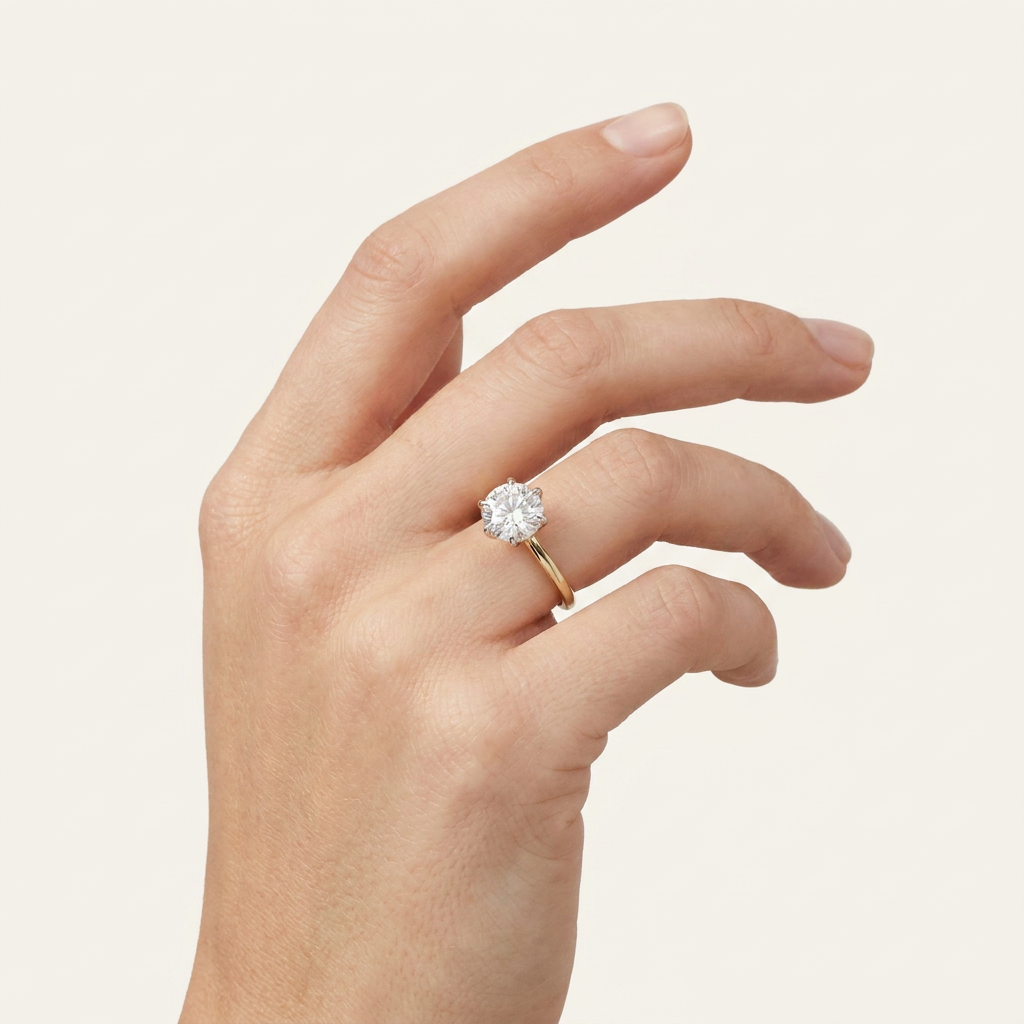Moissanite 1.90 CT Round Cut Diamond Solitaire Ring