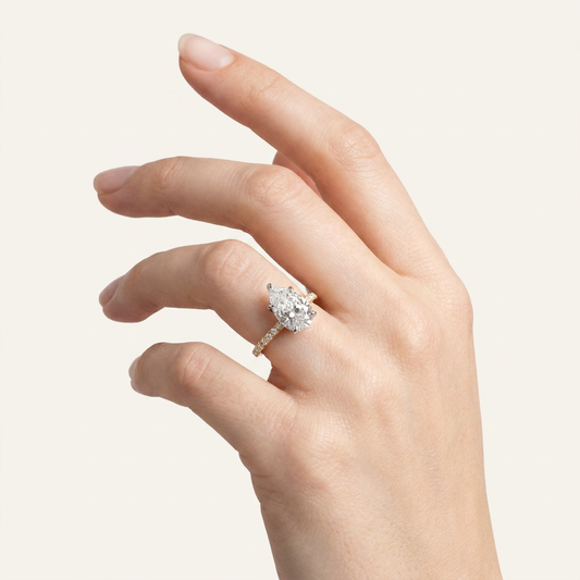 Moissanite 3.42 CT Pear Cut Diamond Solitaire Ring