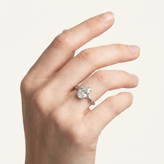 Moissanite 2.15 CT Oval & Round Cut Diamond Solitaire Ring