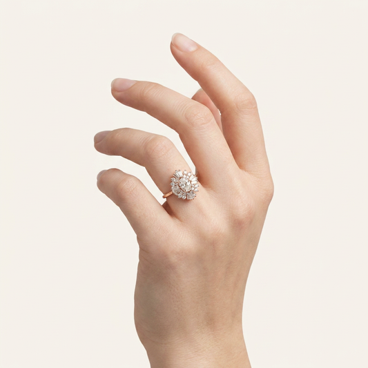 Moissanite 2.85 CT Oval & Round Cut Diamond Cluster Ring