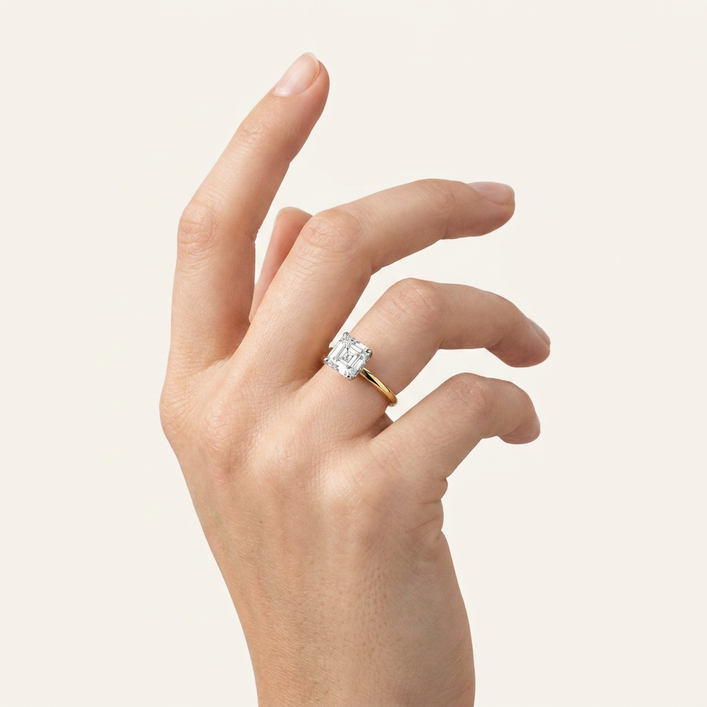 Moissanite 1.90 CT Asscher Cut Diamond Solitaire Ring