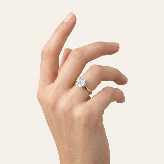 Moissanite 1.90 CT Asscher Cut Diamond Solitaire Ring
