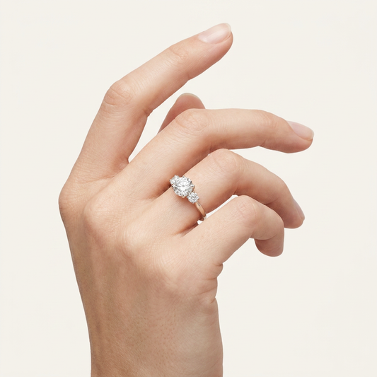 Moissanite 1.91 CT Oval & Round Cut Diamond Three Stone Ring