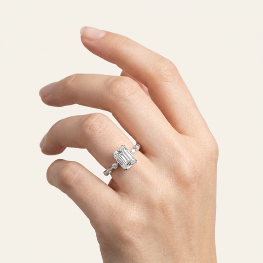 Moissanite 1.00 CT Emerald Cut Diamond Solitaire Ring