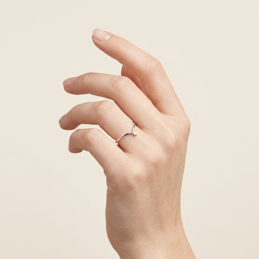 Moissanite 0.05 CT Marquise Cut Diamond Ring