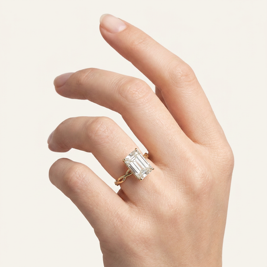 Moissanite 4.00 CT Emerald Cut Diamond Solitaire Ring