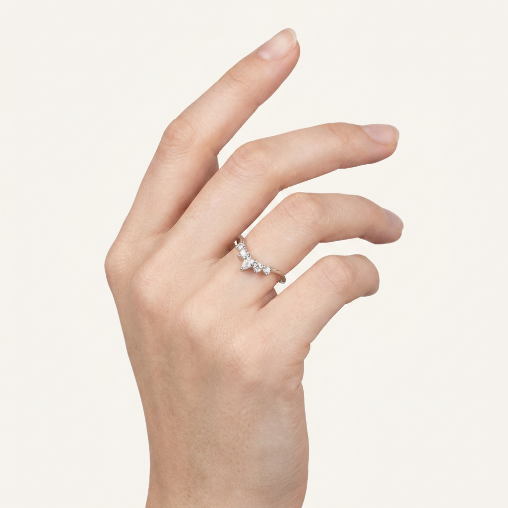 Moissanite 0.20 CT Pear & Round Cut Diamond Ring