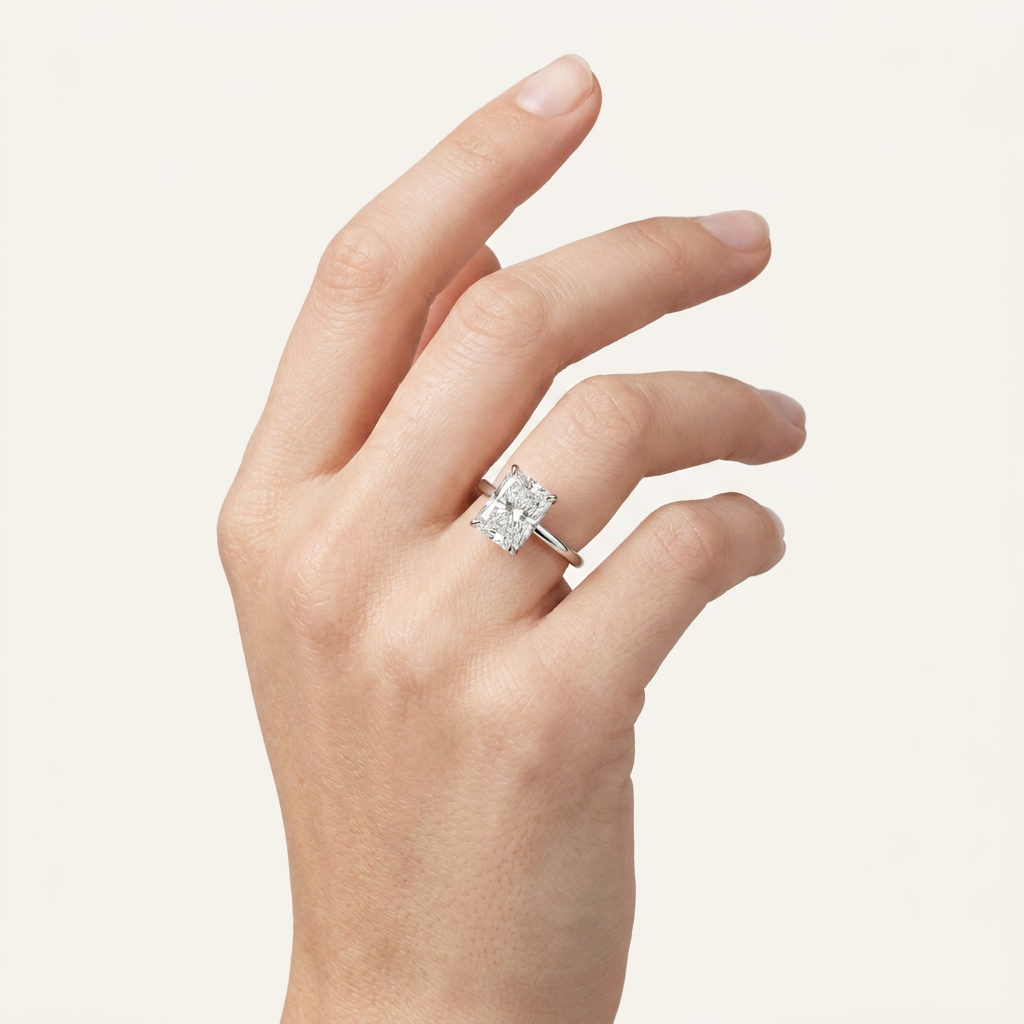 Moissanite 1.67 CT Radiant Cut Diamond Solitaire Ring