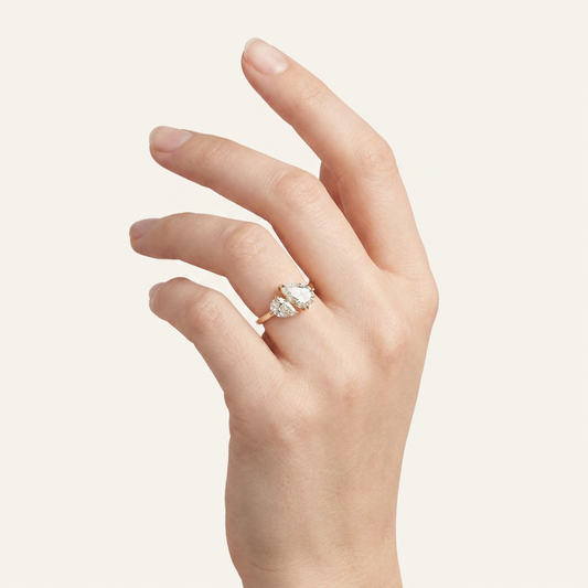 Moissanite 2.05 CT Pear Cut Diamond Toi Et Moi Ring