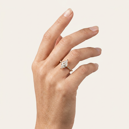 Lab Grown 2.50 CT Lozenge Cut Diamond Solitaire Ring