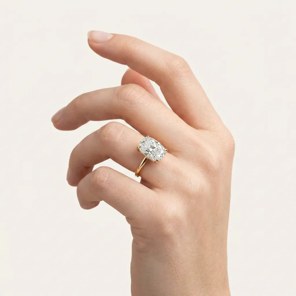 Moissanite 3.20 CT Cushion Cut Diamond Solitaire Ring