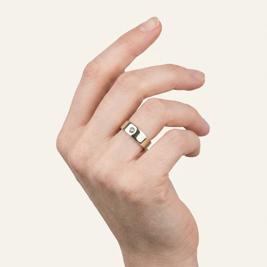 0.10 CT Round Cut Salt and Pepper Diamond Ring (V1)