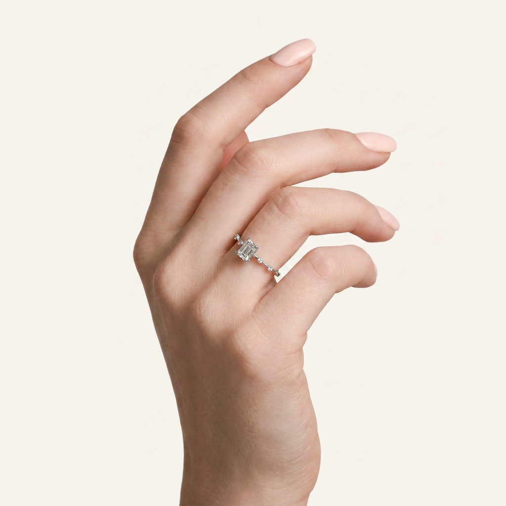 Moissanite 2.90 CT Radiant & Round Cut Diamond Solitaire Ring