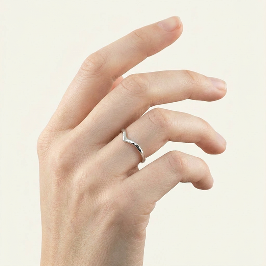 Hammered Chevron Plain Wedding Band