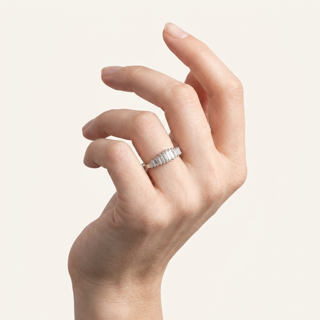 Moissanite 0.55 CT Baguette Cut Diamond Ring