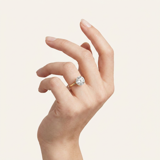 Moissanite 3.00 CT Round Cut Diamond Solitaire Ring (V-Artnouveau)