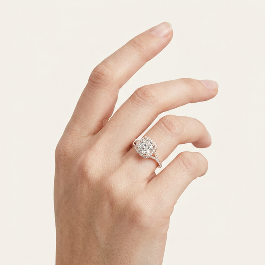 Moissanite 4.75 CT Cushion Cut Diamond Halo Ring