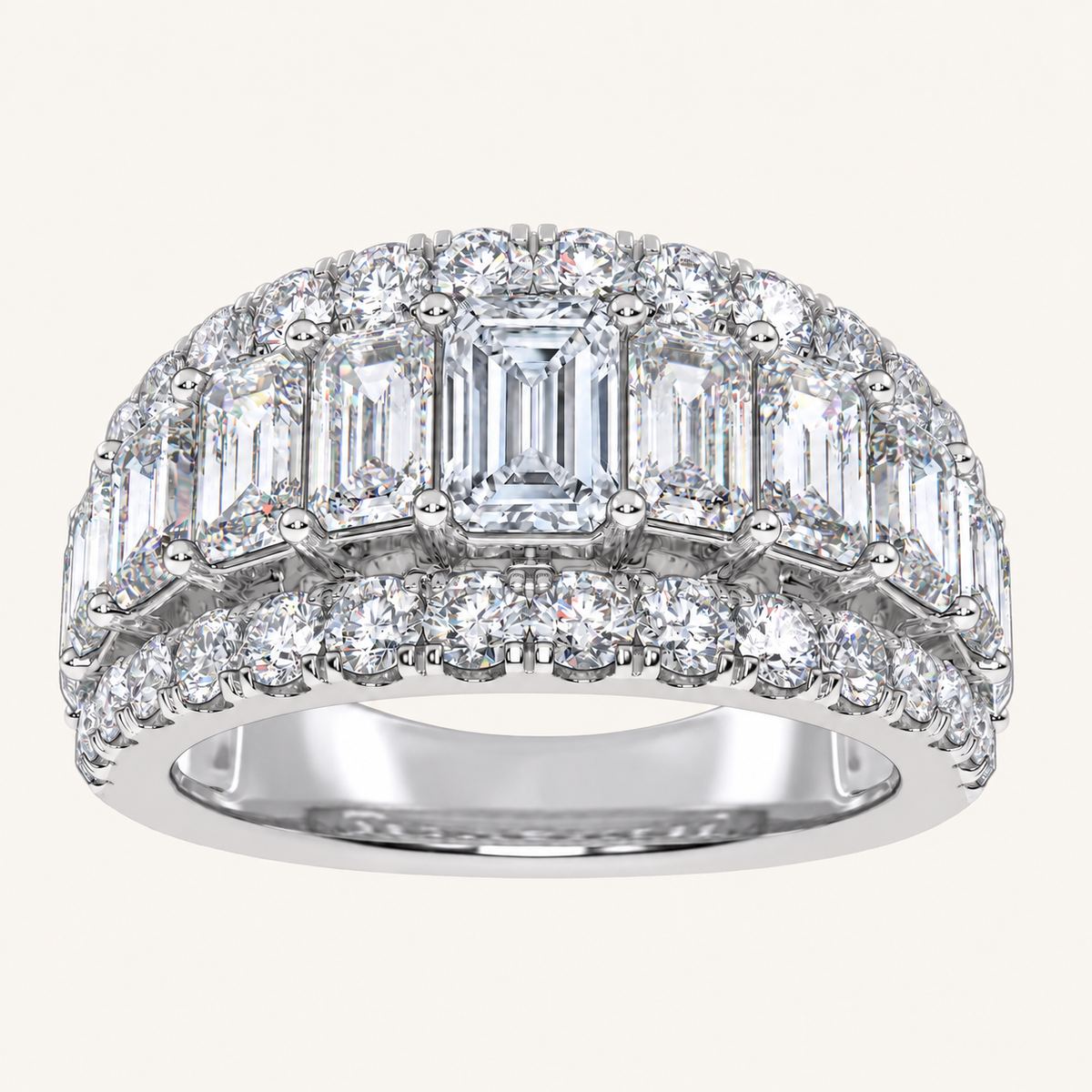 Lab Grown Diamond 4.00 CT Emerald Cut Cluster Men's Ring