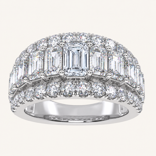 Lab Grown Diamond 4.00 CT Emerald Cut Cluster Men's Ring
