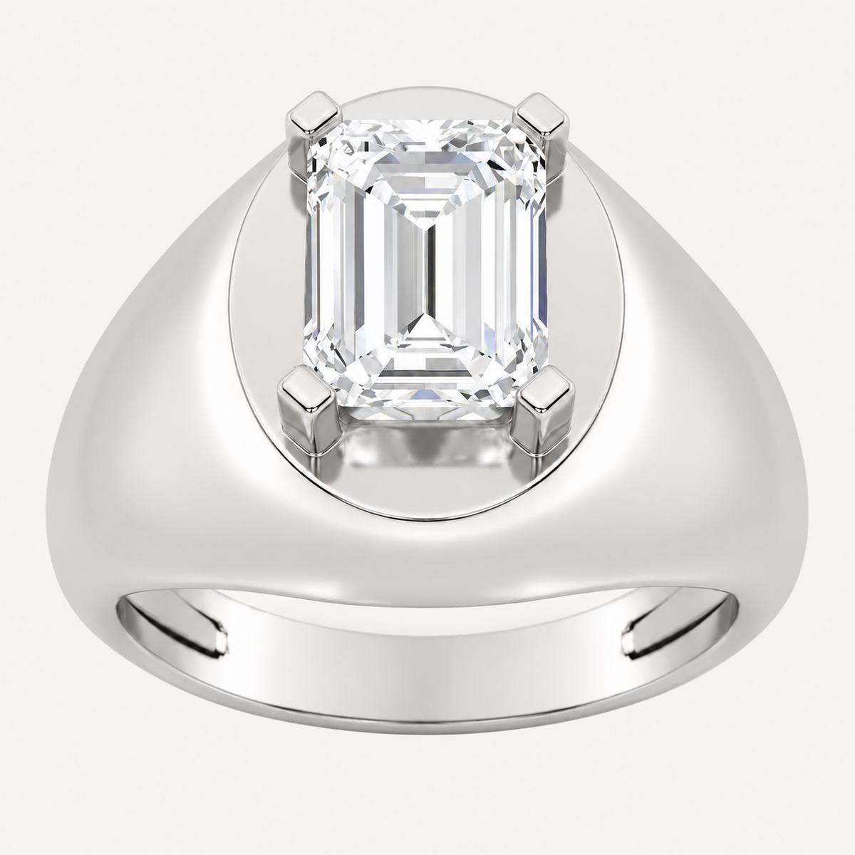 Lab Grown Diamond 3.00 CT Emerald Cut Solitaire Men's Ring
