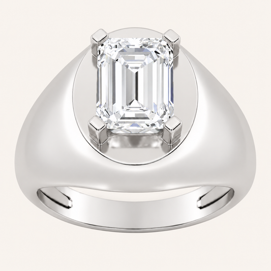 Lab Grown Diamond 3.00 CT Emerald Cut Solitaire Men's Ring
