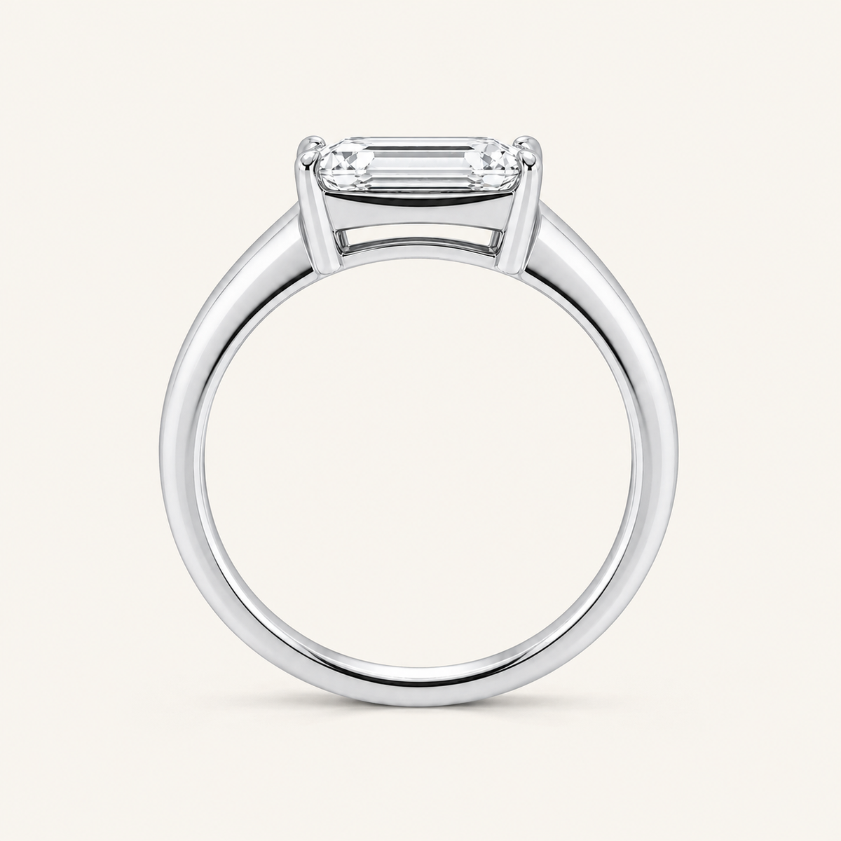 Lab Grown Diamond 2.00 CT Emerald Cut East West Solitaire Men's Ring
