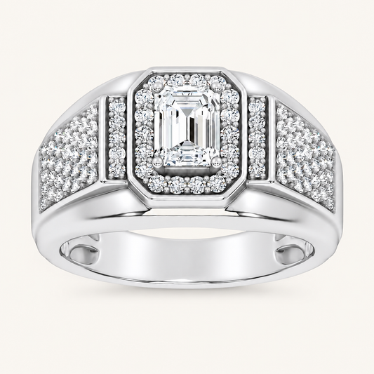 Lab Grown Diamond 1.82 CT Emerald Cut Men's Ring