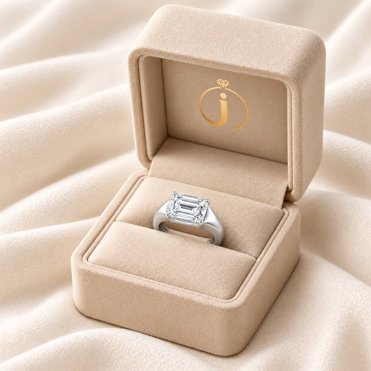 Lab Grown Diamond 2.00 CT Emerald Cut East West Solitaire Men's Ring
