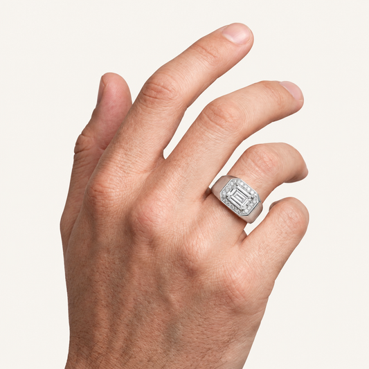 Lab Grown Diamond 1.98 CT Emerald Cut Men's Ring