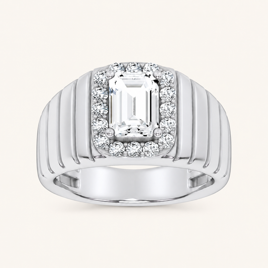 Lab Grown Diamond 2.60 CT Emerald Cut Men's Ring