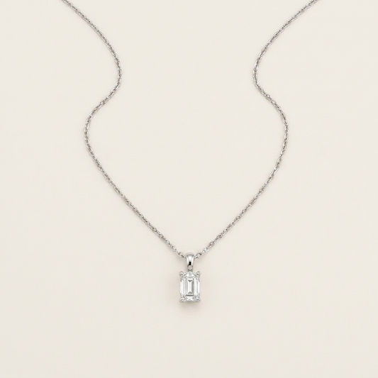 Moissanite 0.25 CT Emerald Cut Diamond Solitaire Necklace (V2)