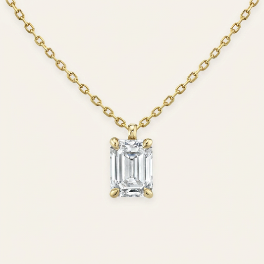 Moissanite 0.25 CT Emerald Cut Diamond Solitaire Necklace (V1)