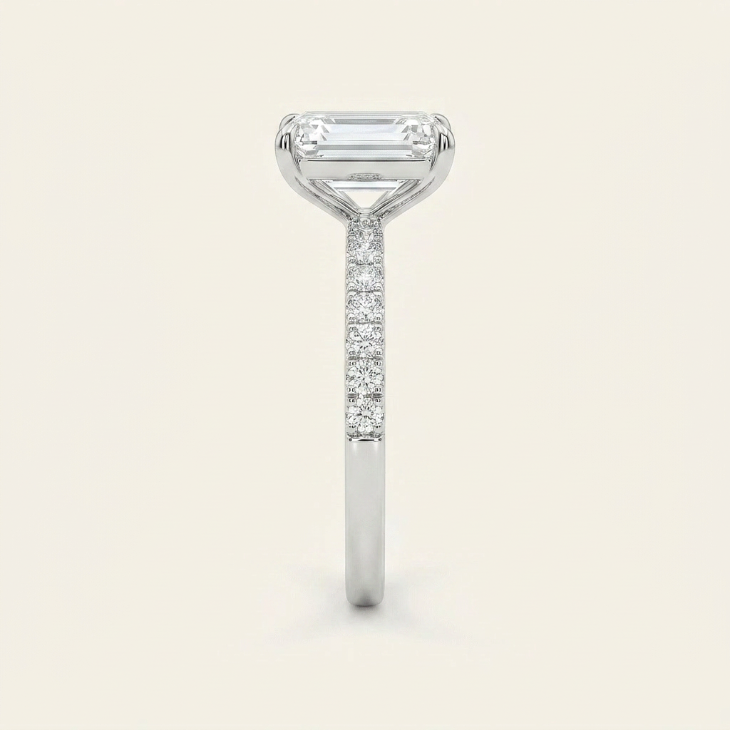 Moissanite 1.25 CT Emerald Cut Diamond Solitaire Ring