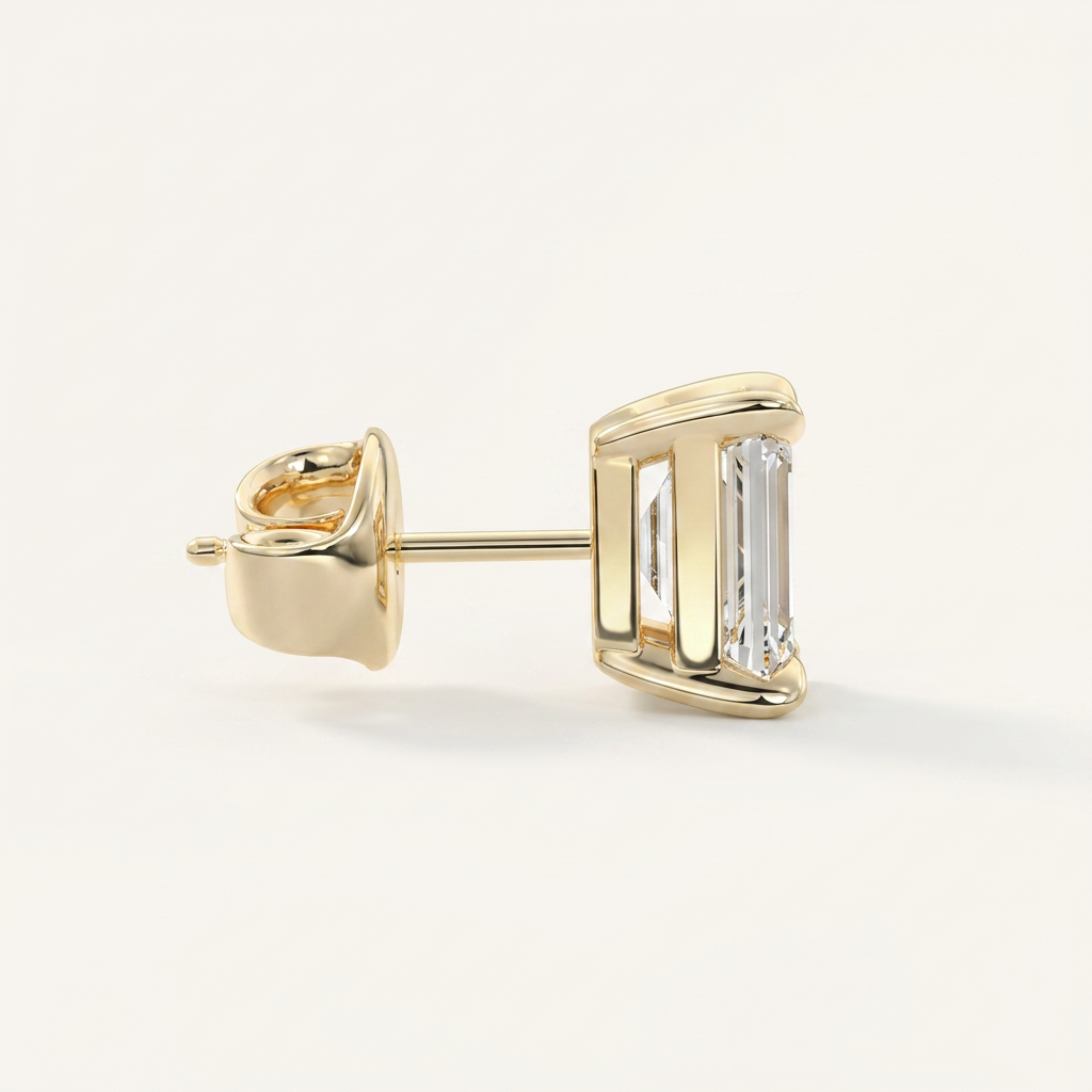 Moissanite 1.00 CT Emerald Cut Diamond Stud Earrings (V3)