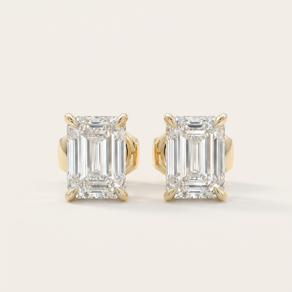 Moissanite 1.00 CT Emerald Cut Diamond Stud Earrings (V3)
