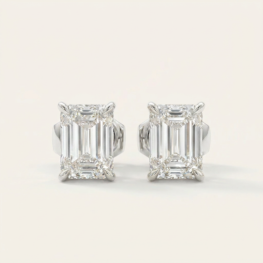 Moissanite 1.00 CT Emerald Cut Diamond Stud Earrings (V3)