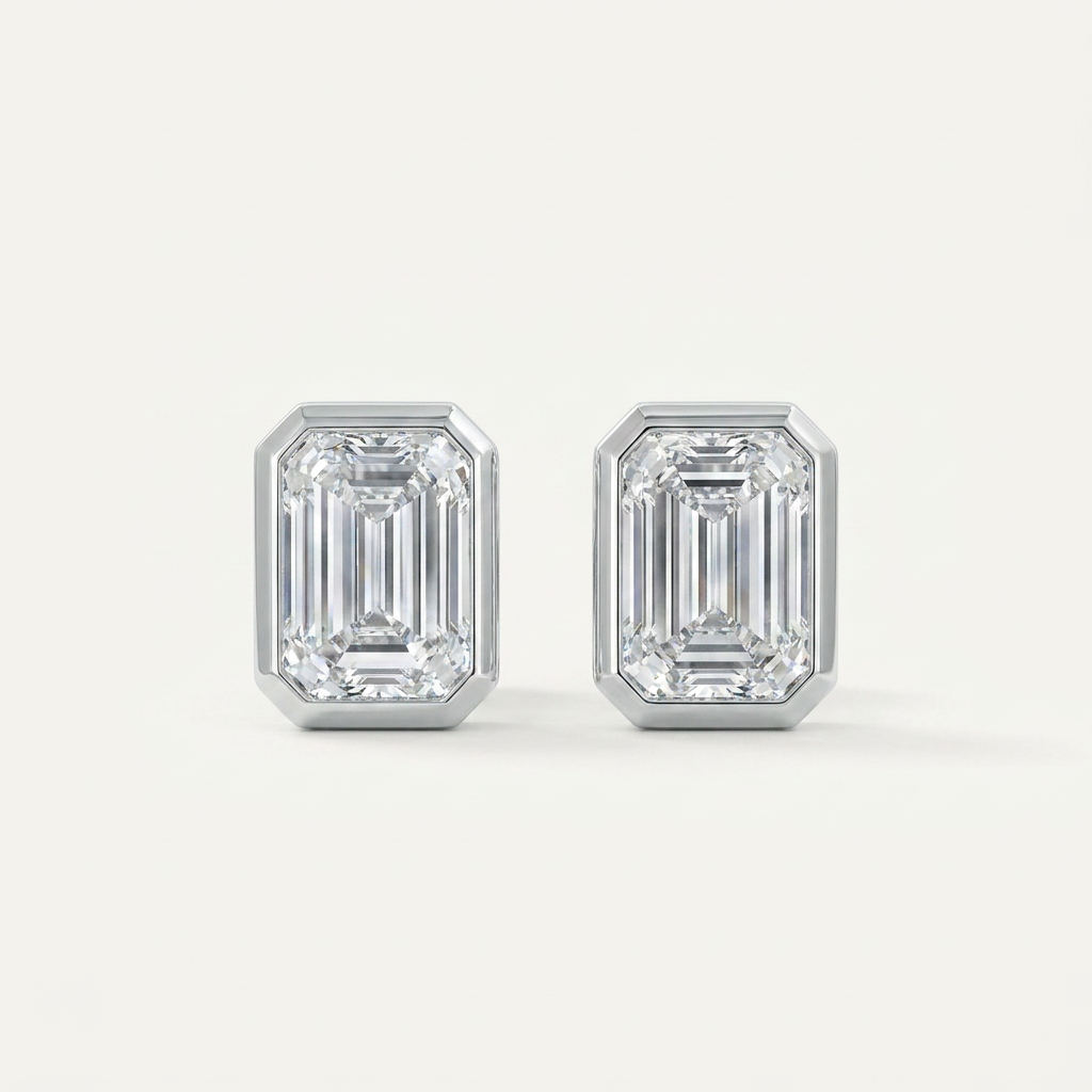 Moissanite 1.00 CT Emerald Cut Diamond Stud Earrings (V2)