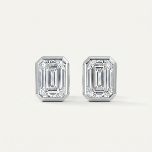Moissanite 1.00 CT Emerald Cut Diamond Stud Earrings (V2)