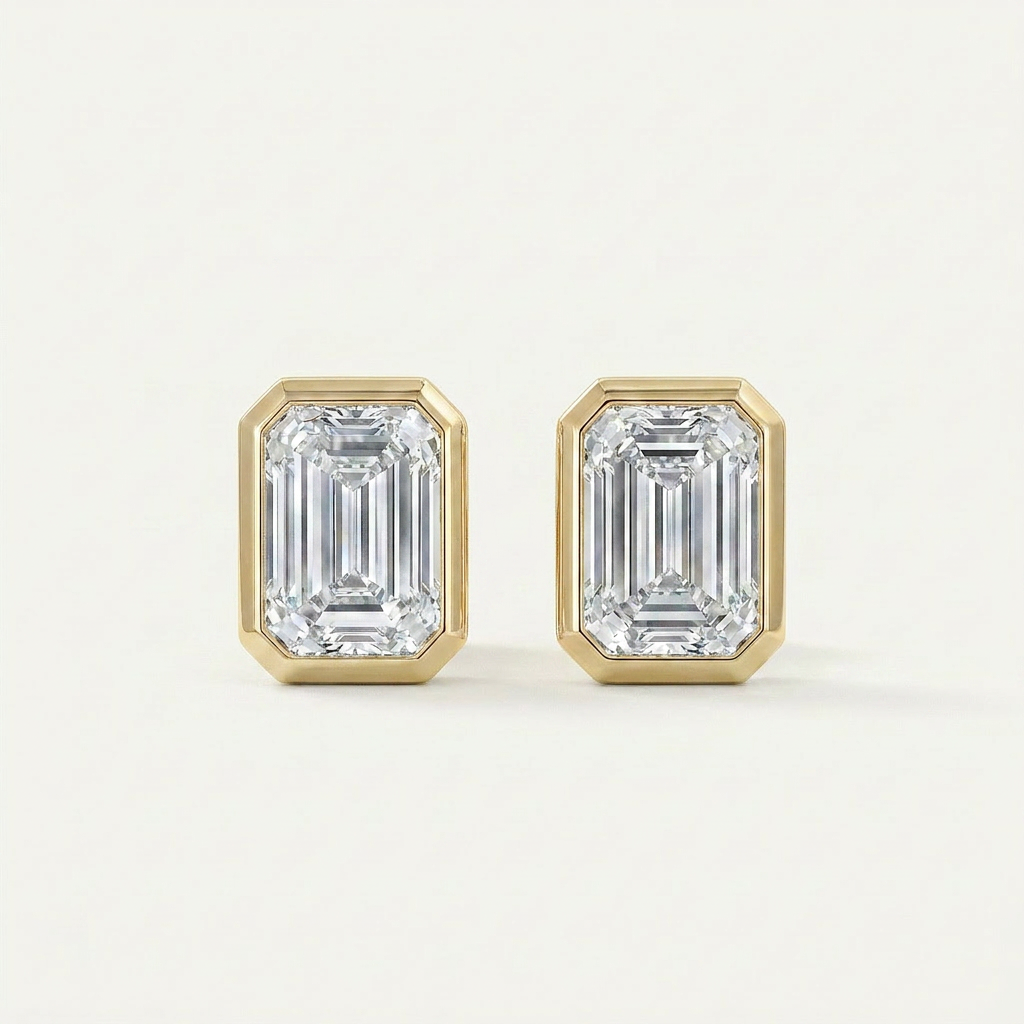 Moissanite 1.00 CT Emerald Cut Diamond Stud Earrings (V2)