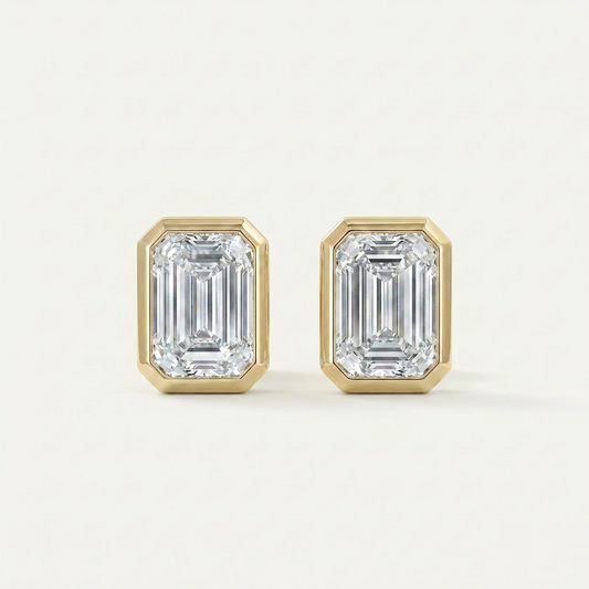 Moissanite 1.00 CT Emerald Cut Diamond Stud Earrings (V2)
