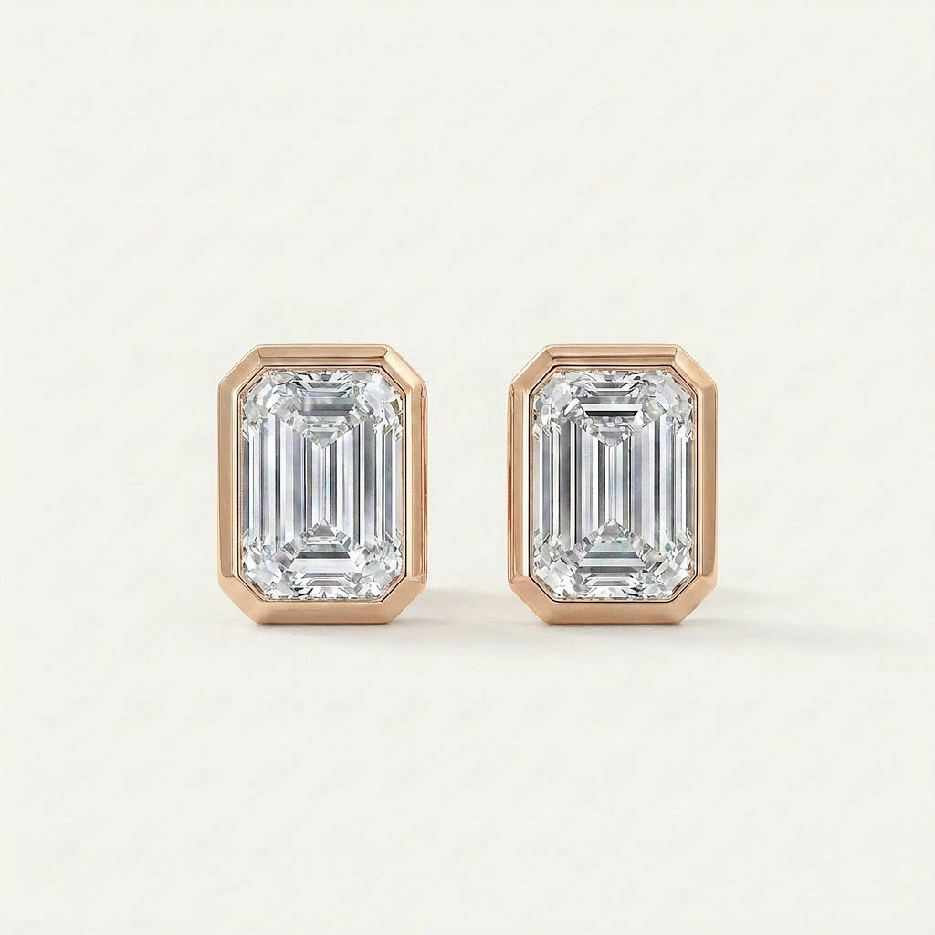 Moissanite 1.00 CT Emerald Cut Diamond Stud Earrings (V2)