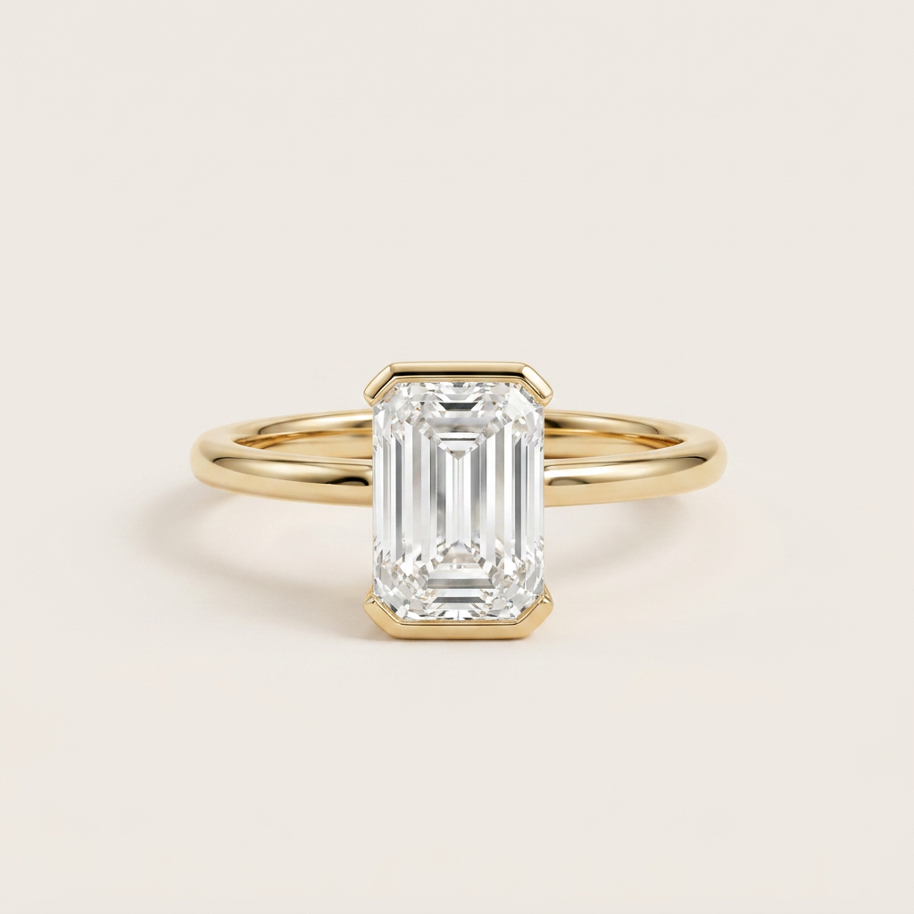 Lab Grown 1.50 CT Emerald Cut Diamond Solitaire Ring (V1)