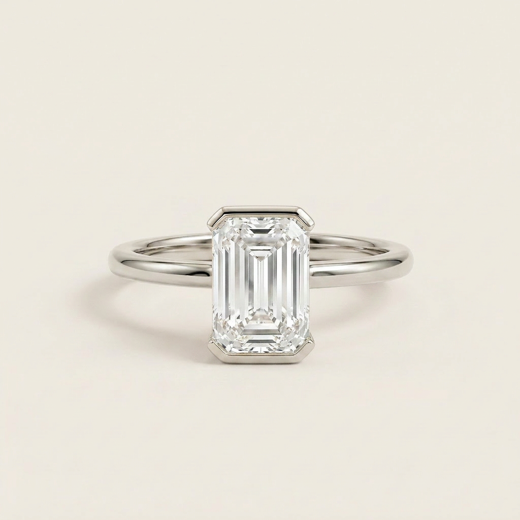 Lab Grown 1.50 CT Emerald Cut Diamond Solitaire Ring (V1)