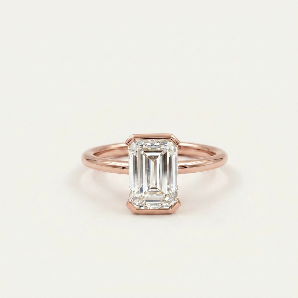 Lab Grown 1.50 CT Emerald Cut Diamond Solitaire Ring (V1)