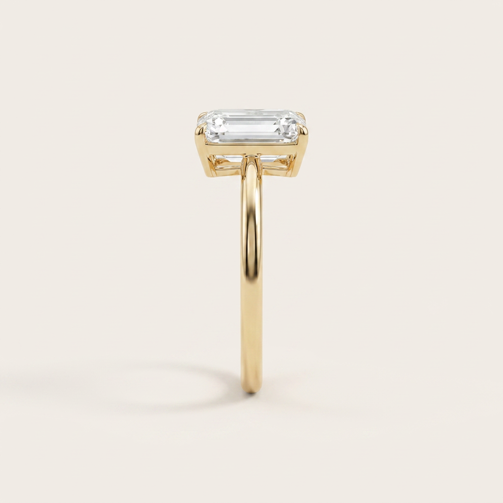 Moissanite 1.60 CT East-West Emerald Cut Diamond Solitaire Ring (V-Artdeco)