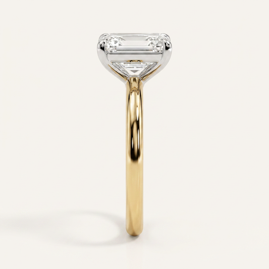 Moissanite 3.00 CT Emerald Cut Diamond Solitaire Ring (V-Brutalist)