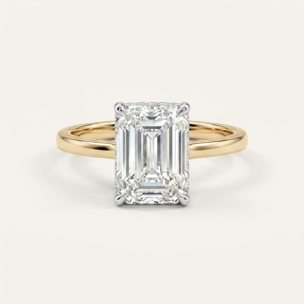 Moissanite 2.00 CT Emerald Cut Diamond Solitaire Ring (V2)