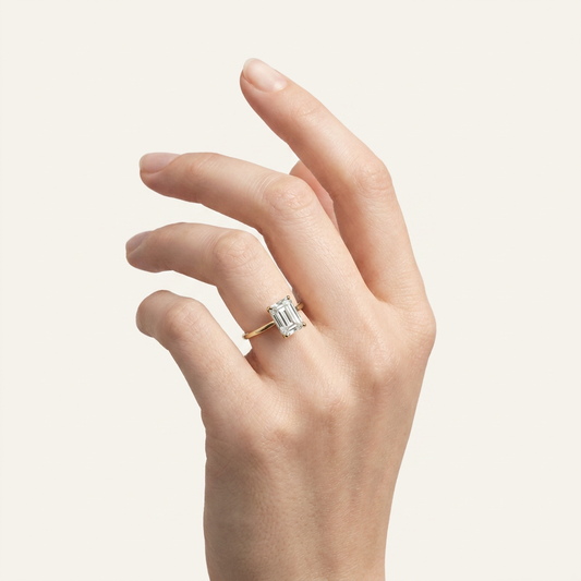 Moissanite 3.00 CT Emerald Cut Diamond Solitaire Ring (V1)