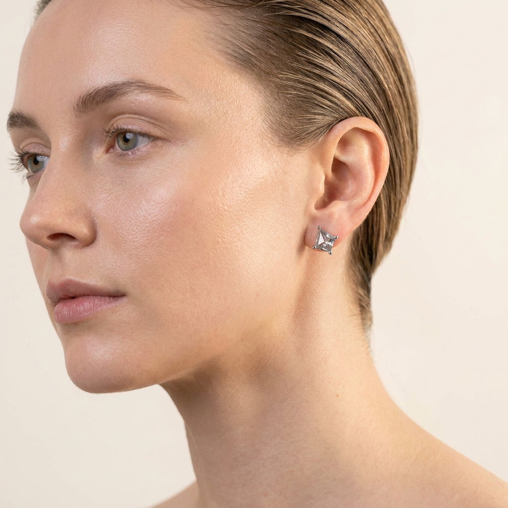 0.61 CT Kite Cut Salt and Pepper Diamond Stud Earrings (V1)