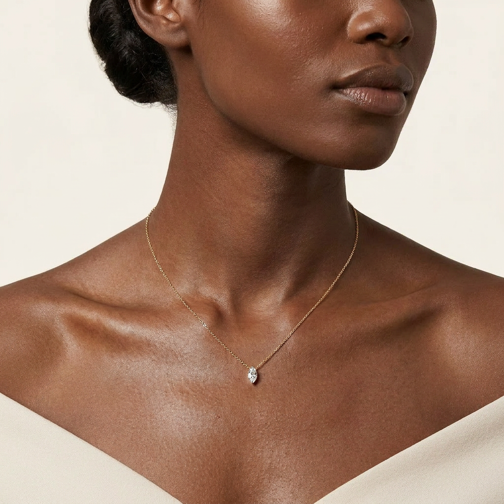 Moissanite 0.25 CT Marquise Cut Diamond Solitaire Necklace